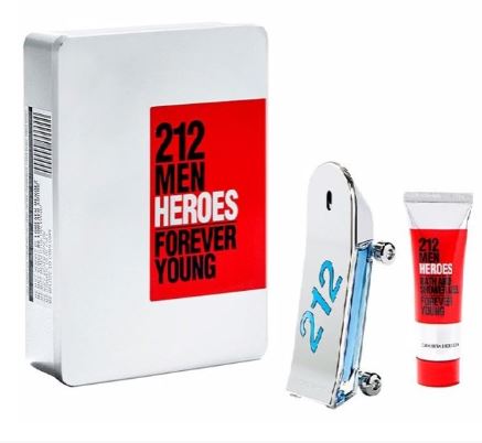 Estuche Carolina Herrera 212 Heroes Hombre 2PZS 90ML EDT + Gel De Baño